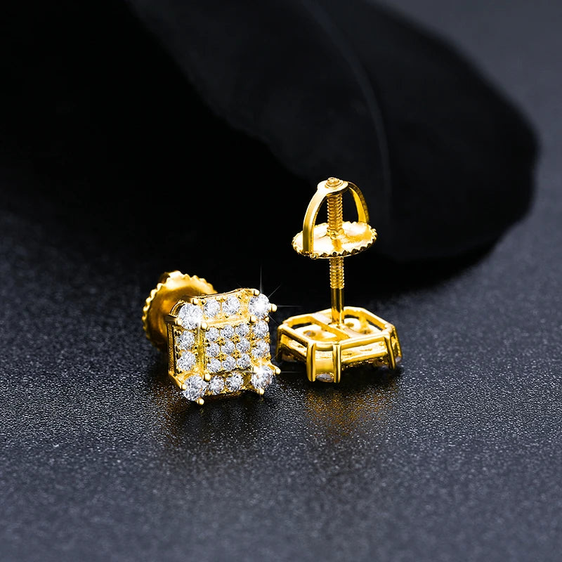 2025 Fashion Trendy Moissanite Square Stud Earring For Women 925 Sterling Silver Wedding Cute Earing Party Wholesale Jewelry