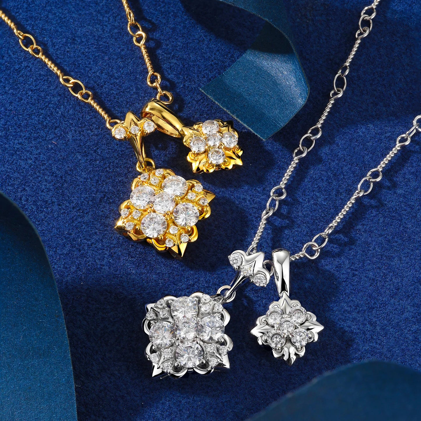 New Trend Original 925 Sterling Silver Twin Iris Pendant Necklaces D VVS1 Moissanite Charm Necklace Fine Jewelry for Women Men