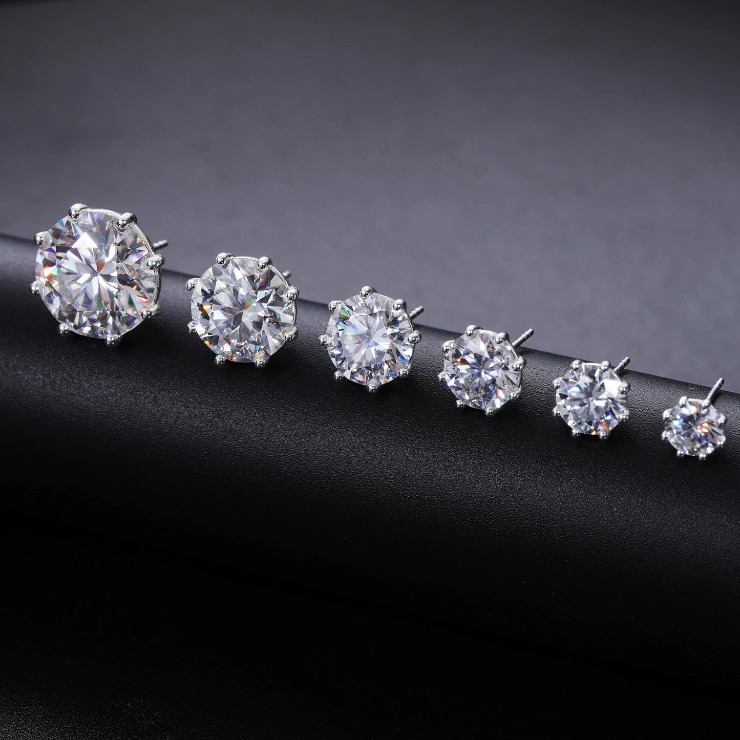 0.5-12ct Moissanite Diamond Stud Earrings 18K White Gold Plated Stud Earrings For Women 925 Silver Wedding Earrings Fine Jewelry