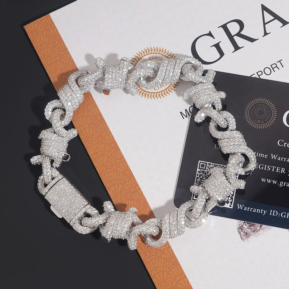 15mm Rope 8 Moissanite Cuban Chain S925 Silver For Women Men Iced Out Chain Hip Hop Jewelry Pass Diamonds Tester With GRA Free S