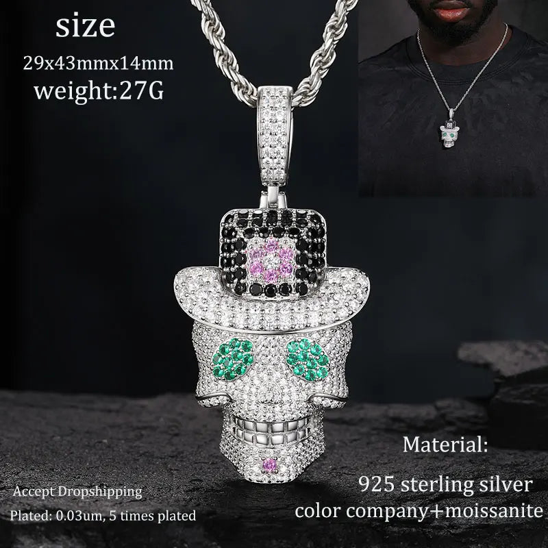 Men S925 Trust No one Pendant Necklace Iced Out Moissanite Gold Silver Color Charm Hip Hop, Fine Jewelry, Gift, Party.