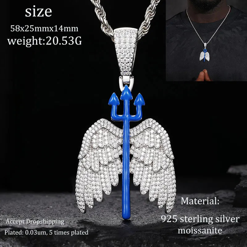 Men S925 Trust No one Pendant Necklace Iced Out Moissanite Gold Silver Color Charm Hip Hop, Fine Jewelry, Gift, Party.