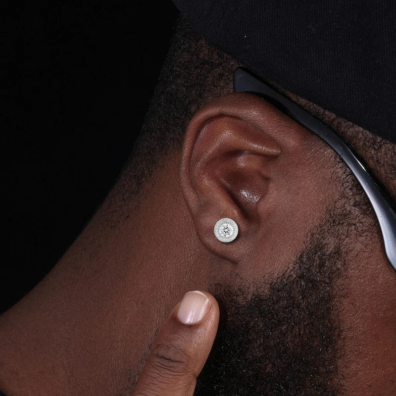 0.2-1.6CT Iced Out Moissanite Halo Stud Earrings For Men/Women GRA Certified 100% 925 Silver Daily Round Earrings Jewelry Gifts, Party, Lifestyle.