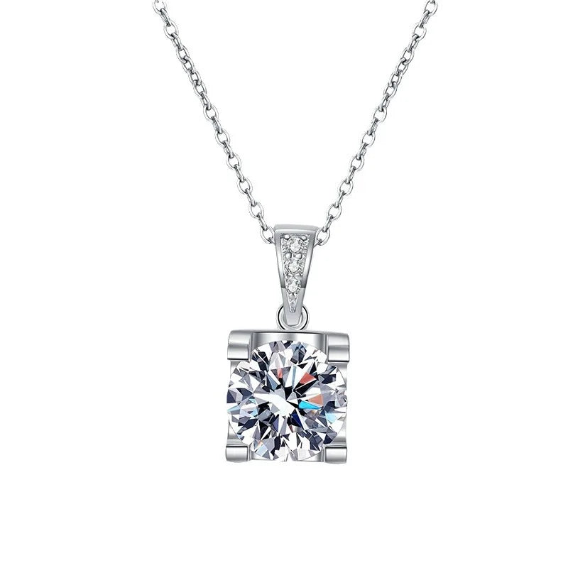 0.5-2CT D Color Moissanite Woman Pendant Sier Necklace For Women Chains Party Bridal Fine Jewelry 925sterling Silver Necklace