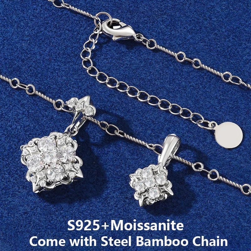 New Trend Original 925 Sterling Silver Twin Iris Pendant Necklaces D VVS1 Moissanite Charm Necklace Fine Jewelry for Women Men
