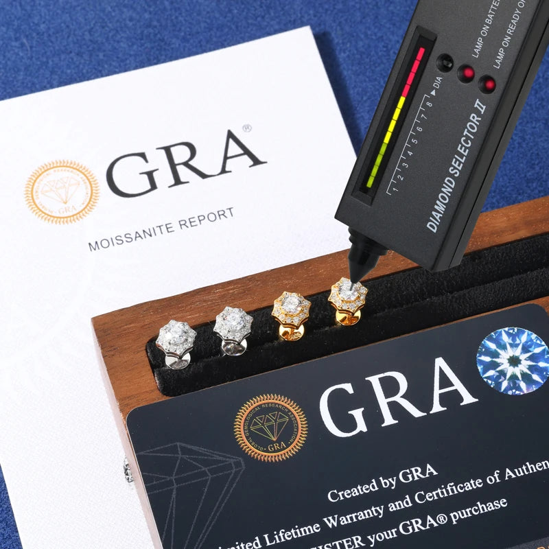 Bling D VVS Moissanite Eight-pointed Star Earring For Man Woman 925 Sterling Silver Versatile Daily Fine Ear Accessories Jewelry