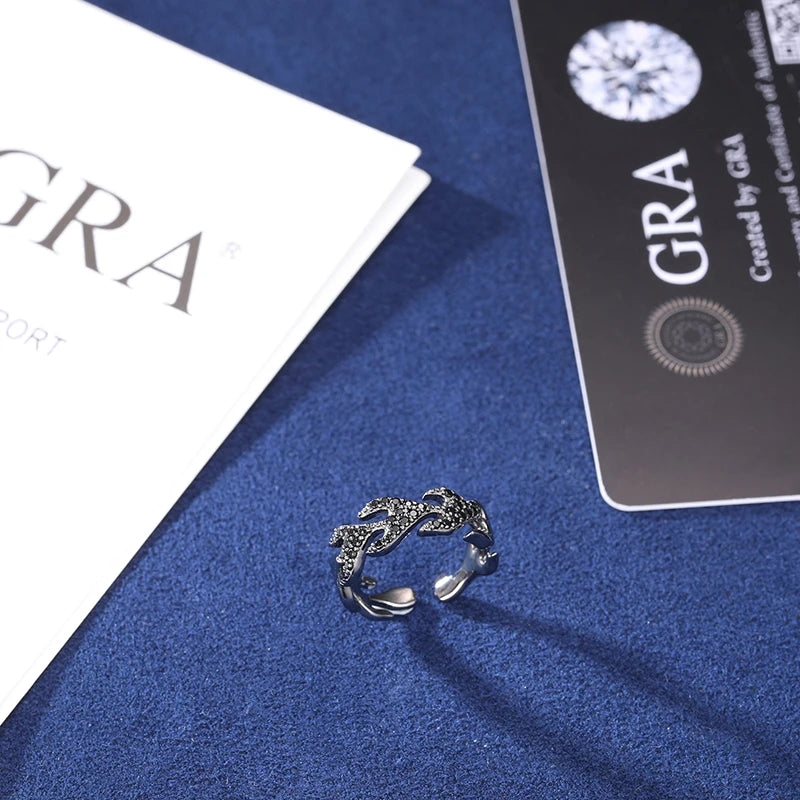 Black Vintage Black Moissanite Thorns Rings 925 Sterling Silver for Men Women Couple Fashion Party Jewelry Passed Diamond Test