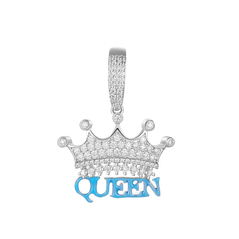 D VVS Moissanite Crown Queen Pendant Necklace S925 Silver Creativity Girl Men Hip Hop Fine Jewelry Fashion Personality Gift