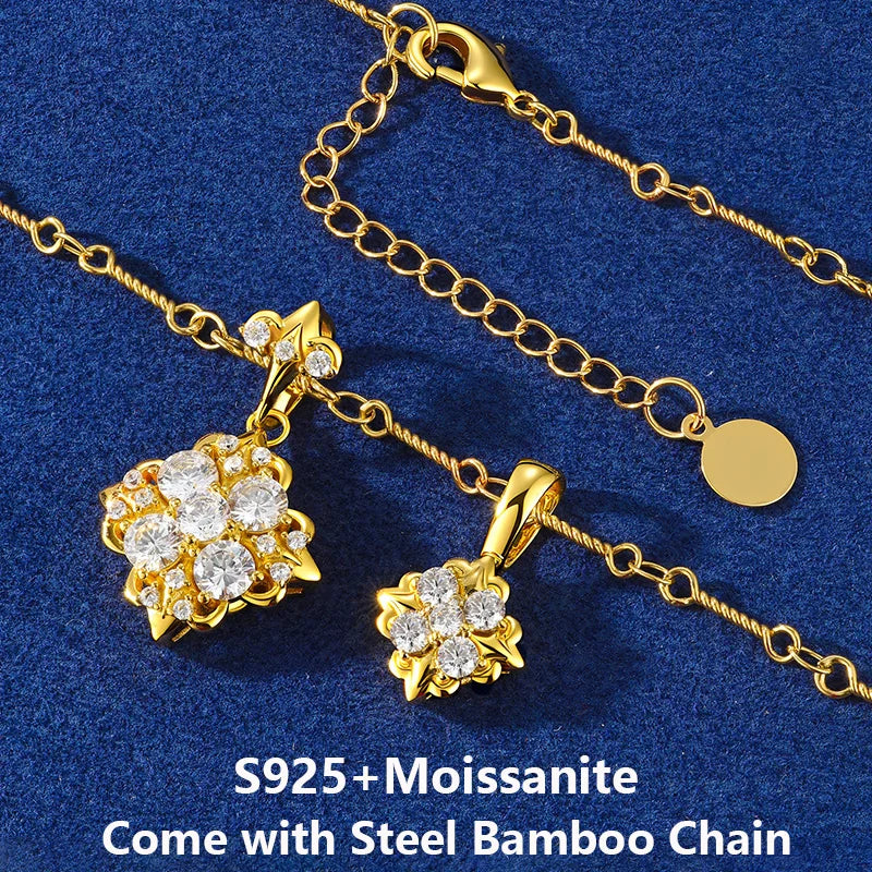New Trend Original 925 Sterling Silver Twin Iris Pendant Necklaces D VVS1 Moissanite Charm Necklace Fine Jewelry for Women Men