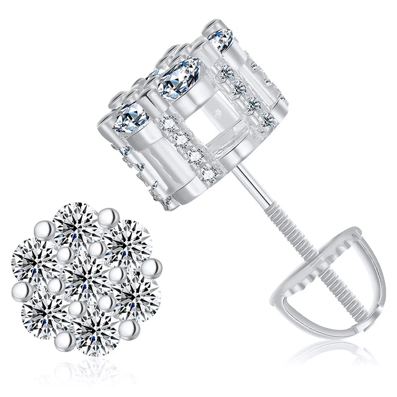 925 Sterling Silver Rock Hip Hop Iced Out Stud Earring For Men Male Ice Stud Moissanite Piercing Ear Accessories Hip Hop Trendy