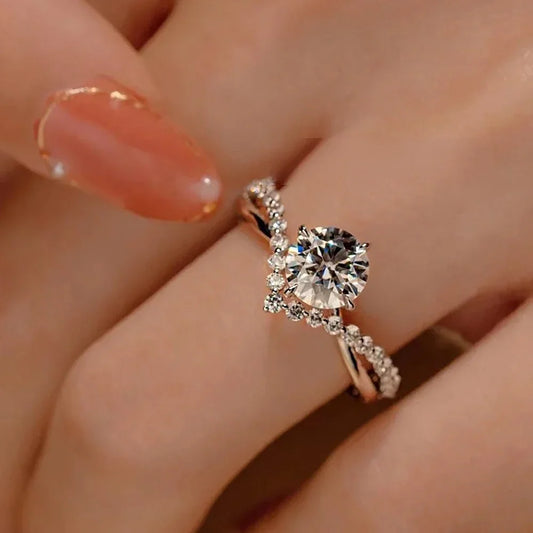 1 Carat 6.5mm Moissanite Diamond Bridal Rings Certified925 Sterling Silver Promise Engagement Ring Wedding Band for Women KUTPF