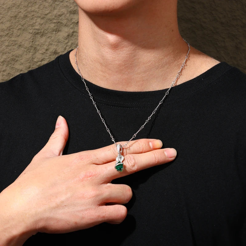 New Design D VVS Moissanite Cobra Snake Pendant Necklace for Woman/Man Silver 925 Color Water Drop Cut Chain Jewelry Accessories