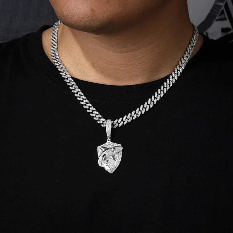 TUHE Unisex High Quality VVS1 Moissanite Iced Out Shark Pendant 18k electroplating For Men/Women Hip Hop Jewelry Gift