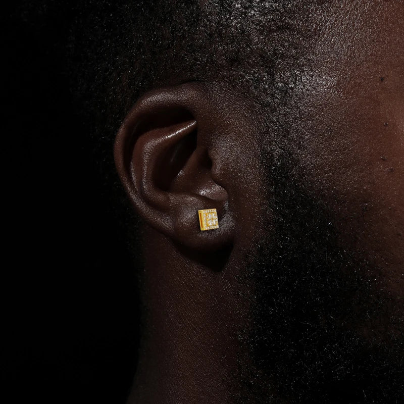 Luxury Moissanite Geometric Stud Earrings for Man Woman 100% Real 925 Sterling Silver Square Earrings Daily  Accessories Jewelry