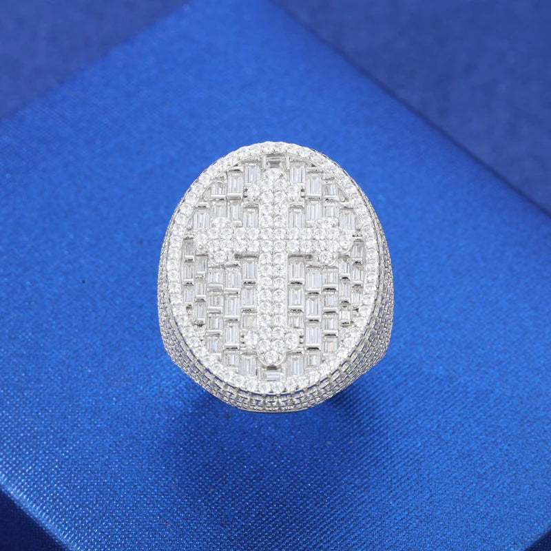 New S925 Moissanite Jesus Head Ring Me/ Women Fashion Religious Amulet Accessories Hip Hop Punk Iced Out Sterling Silver Jewelry