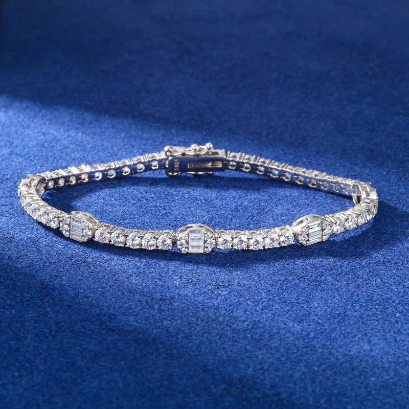 Luxury 3mm Tennis Chain Bracelet Iced Out Oval Moissanite Diamond S925 Sterling Silver Hip Hop Party Jewelry Gifts for Men/Women