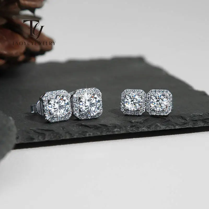 Ola Luxury Moissanite Stud Earrings For Women/Men 100% 925 Sterling Silver Earrings D Color Moissanite Certified By GRA