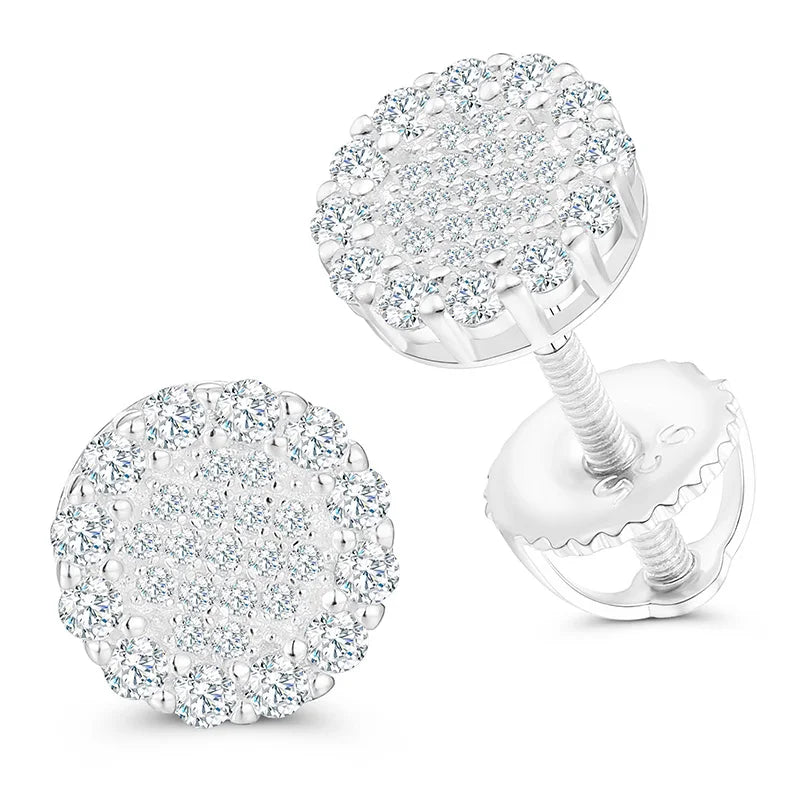 Real 925 Sterling Silver Round Cut D Color Moissanite Diamond Halo Stud Earrings For Women/Men Hip Hop Jewelry Passed Diamond Test