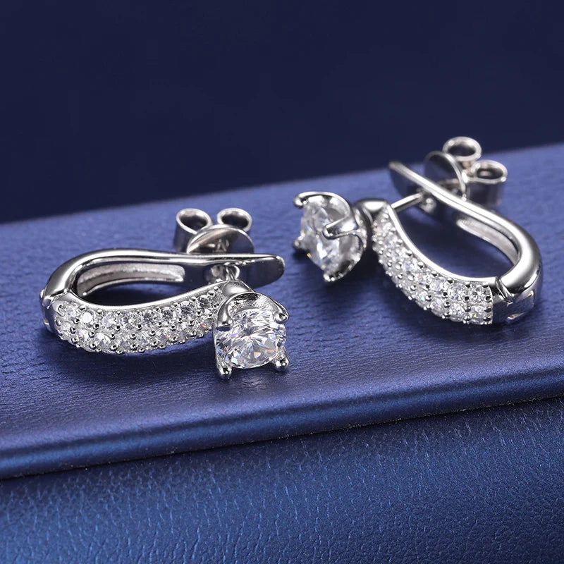 New S925 5mm D Color Moissanite Stud Earrings For Women Real 925 Silver Piercing Jewelry Detachable Dual Purpose Christmas Gifts