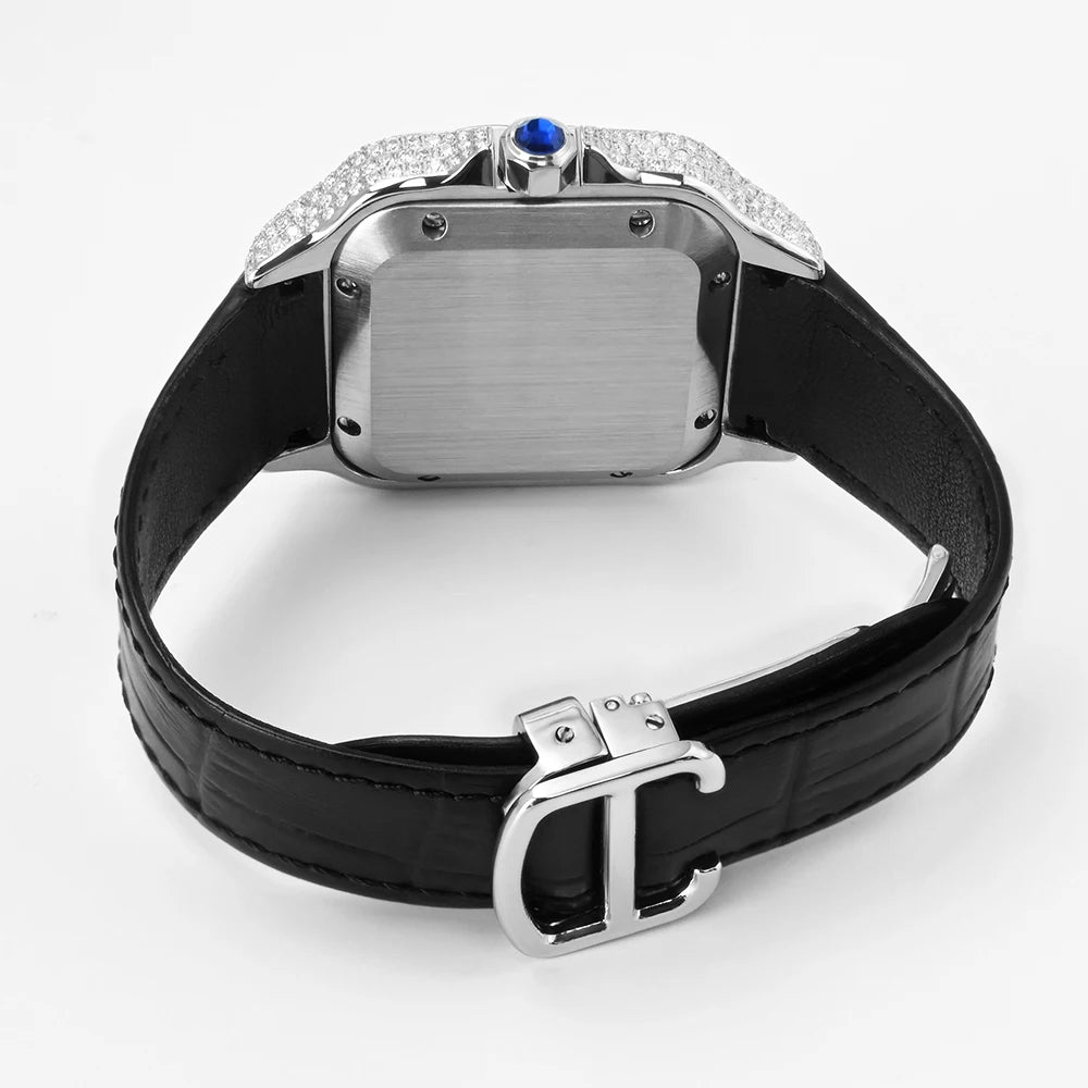 Hot Sale Men Mechanical Moissanite Watch Stainless Steel D VVS1 Pass Diamond Tester Leather Watch Waterproof Luxury