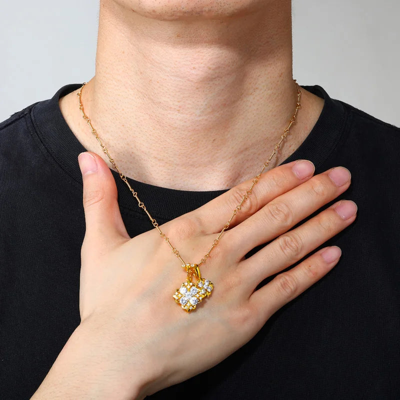 New Trend Original 925 Sterling Silver Twin Iris Pendant Necklaces D VVS1 Moissanite Charm Necklace Fine Jewelry for Women Men