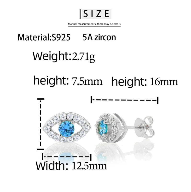 Unisex Luxury The All-Seeing Eye Earrings Moissanite S925 Silver Earring For Women Men Hip Hop Jewelry Gift