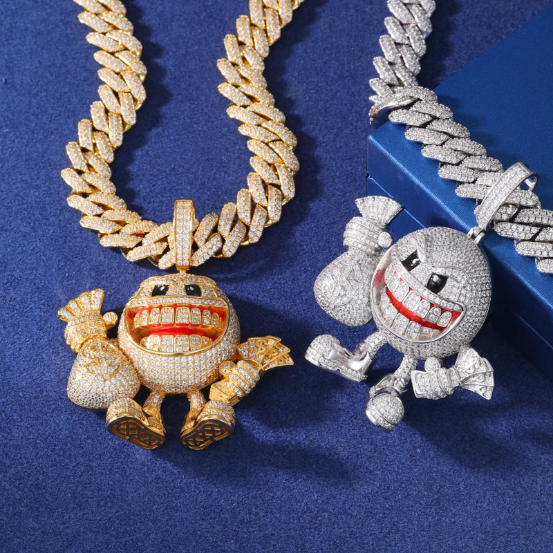 High Quality MoneyBag Pendant Necklace Moissanite Iced Out HipHop Bling Jewelry For Men/Women 925 Sterling Silver Trendy Pendant