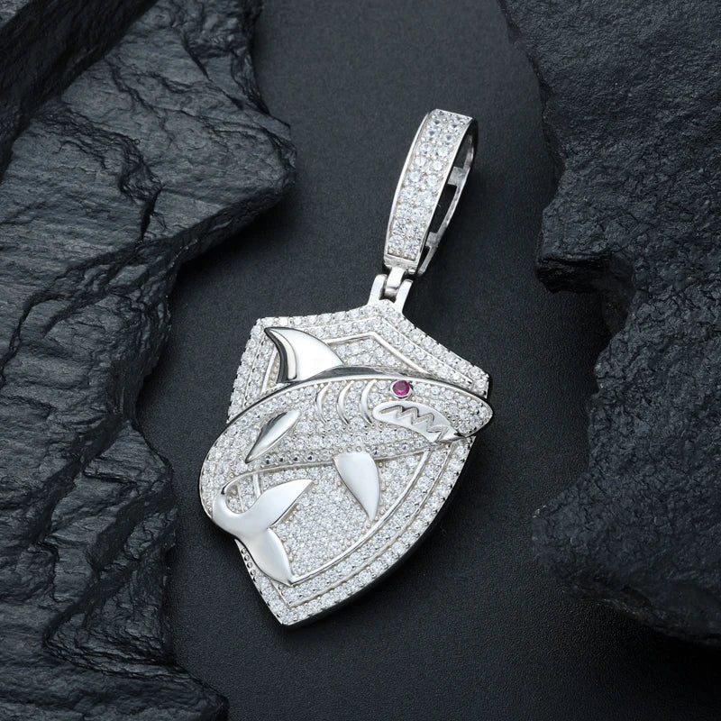 TUHE Unisex High Quality VVS1 Moissanite Iced Out Shark Pendant 18k electroplating For Men/Women Hip Hop Jewelry Gift