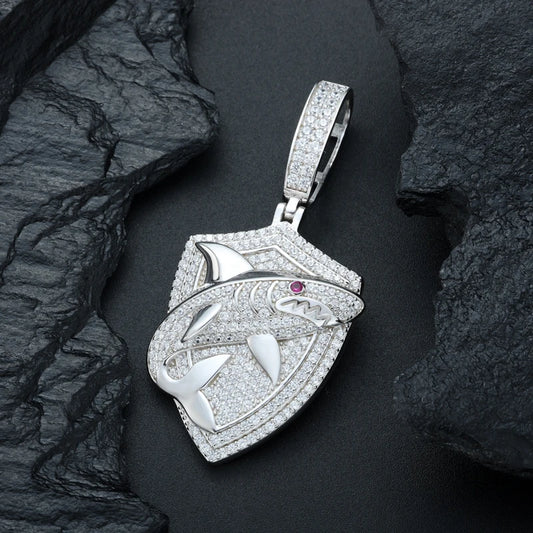 TUHE Unisex High Quality VVS1 Moissanite Iced Out Shark Pendant 18k electroplating For Men/Women Hip Hop Jewelry Gift