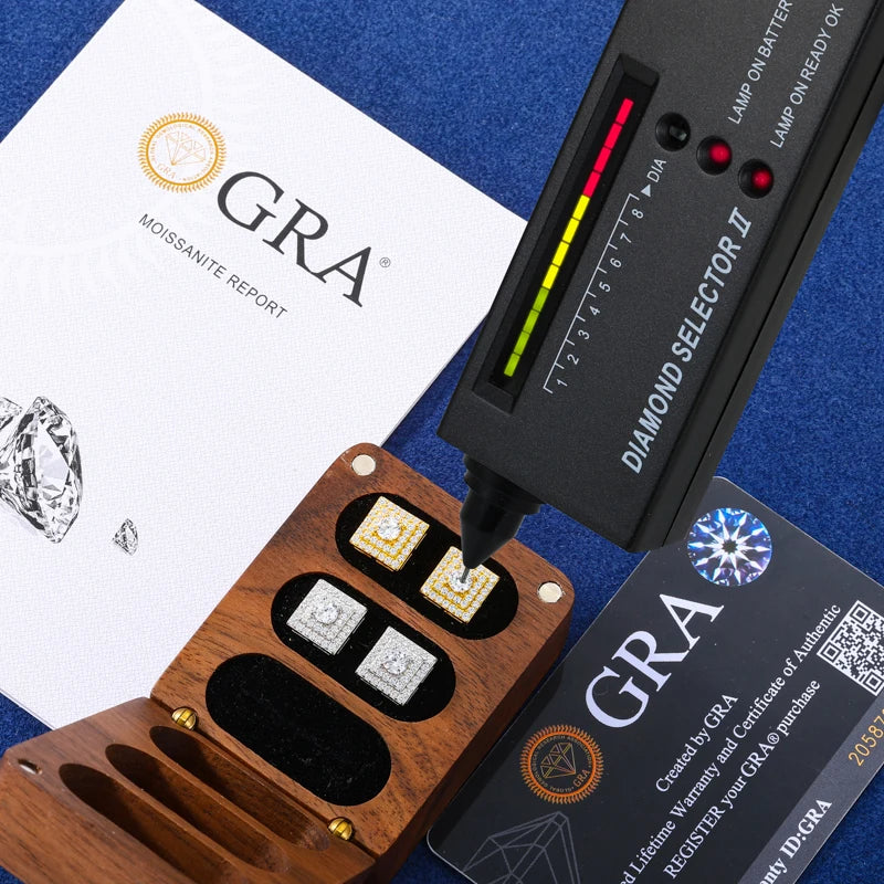 Hip Hop Classic Stud Earring for Men Women Iced Out D Color Moissanite 925 Sterling Silver Sparkling Earring Jewelry Accessories