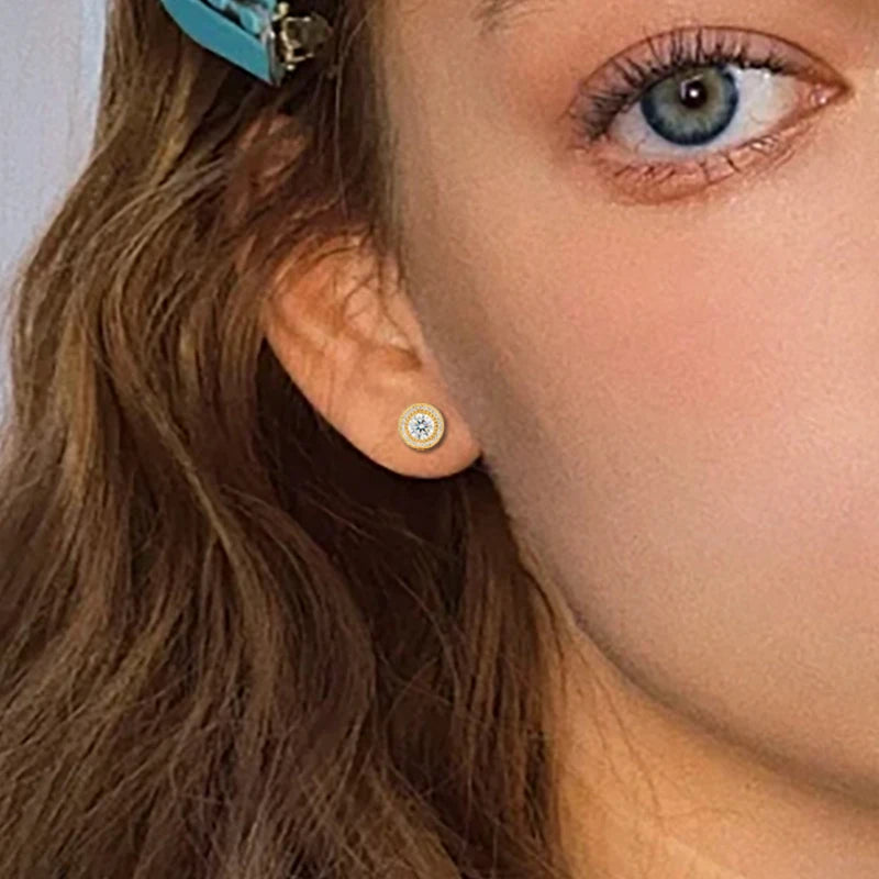 0.2-1.6CT Iced Out Moissanite Halo Stud Earrings For Men/Women GRA Certified 100% 925 Silver Daily Round Earrings Jewelry Gifts, Party, Lifestyle.