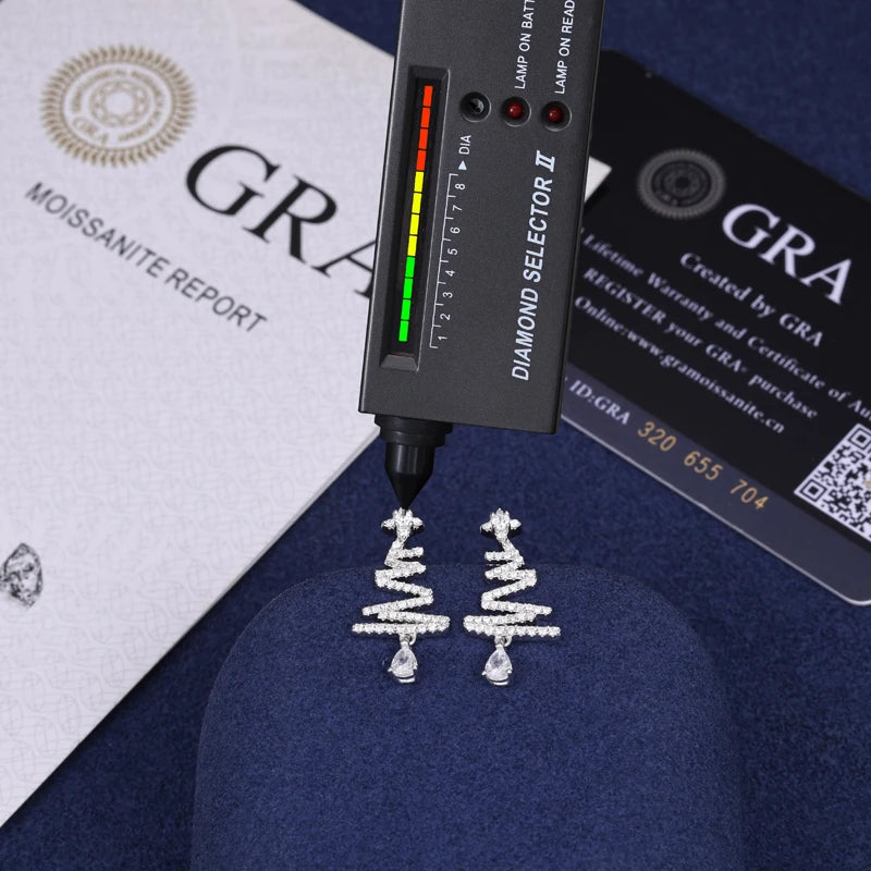 New 1ct Christmas Tree Moissanite Stud Earrings For Women 925 Sterling Silver Sparkling Ear Wedding Party Fine Jewelry Gifts