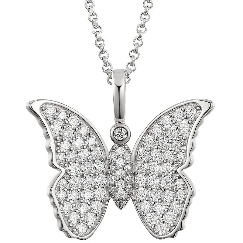 Fine Cute Butterfly Pendant Necklace For Women 925 Sterling Silver Moissanite Diamond With GRA Certificate Necklace Jewelry Gift