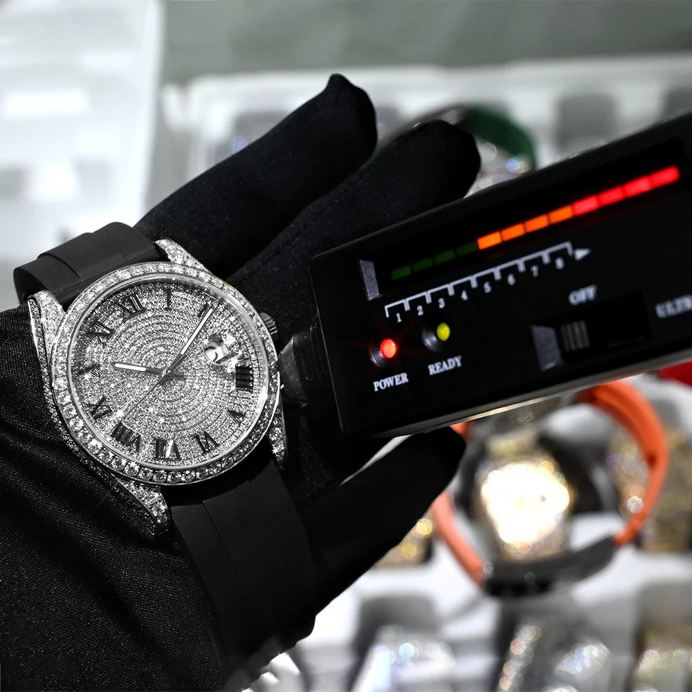 Luxury Hip Hop Iced Out VVS Diamond Men Designer Watches Automatic Mechanical Moissanite Watch