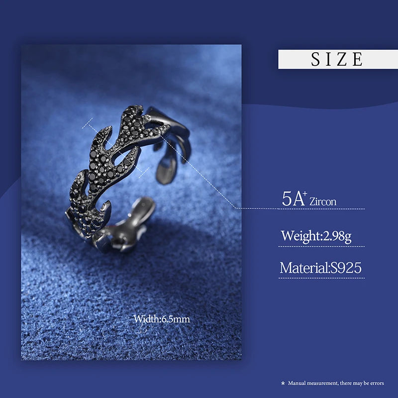 Black Vintage Black Moissanite Thorns Rings 925 Sterling Silver for Men Women Couple Fashion Party Jewelry Passed Diamond Test