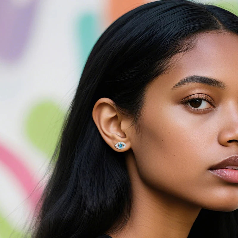 Unisex Luxury The All-Seeing Eye Earrings Moissanite S925 Silver Earring For Women Men Hip Hop Jewelry Gift