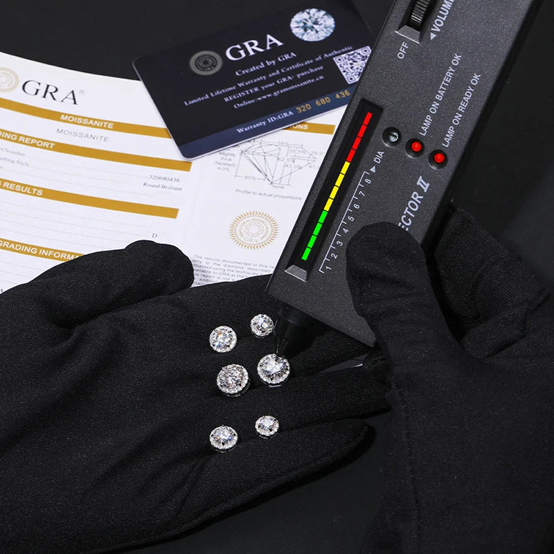 Unisex Classic Round Moissanite Earrings 925 Silver  For Men/Women  D Color VVS1 Moissanite Round Earrings Fine Jewelry