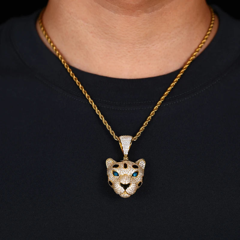 Hip Hop Bling D VVS Moissanite Leopard Pendant For Women Men 925 Sterling Silver Chain Necklace Animal Style Trend Jewelry Gifts