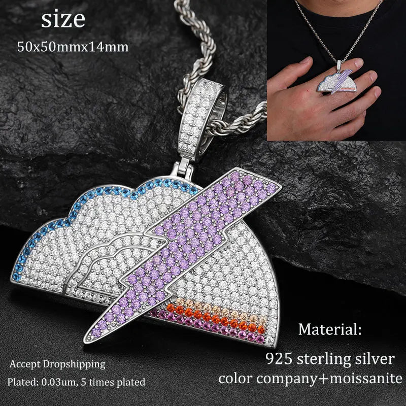 Men S925 Trust No one Pendant Necklace Iced Out Moissanite Gold Silver Color Charm Hip Hop, Fine Jewelry, Gift, Party.