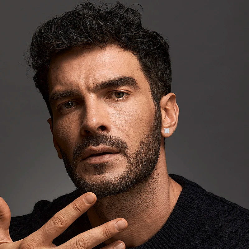 New Certified Baguettes Cut Moissanite Stud Earrings S925 Sterling Silver Geometric Earring for Men Women Pass Tester Jewelry