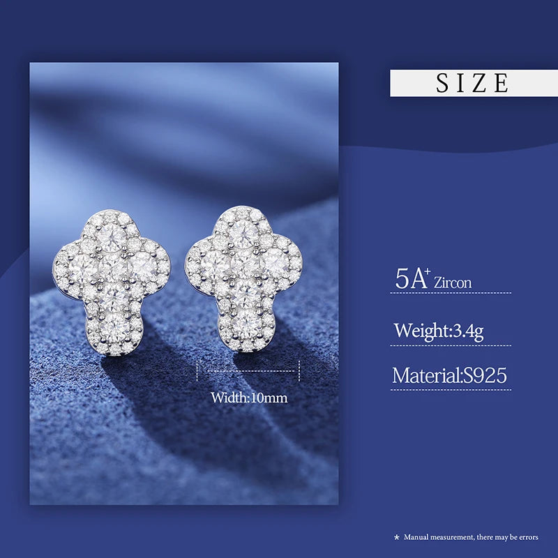 High Quality Moissanite Cross Stud Earrings For Men/Women Real 925 Silver Jewelry Sparkling Iced Out Gift For Daily Wear,Party, Swag, Certified By GRA