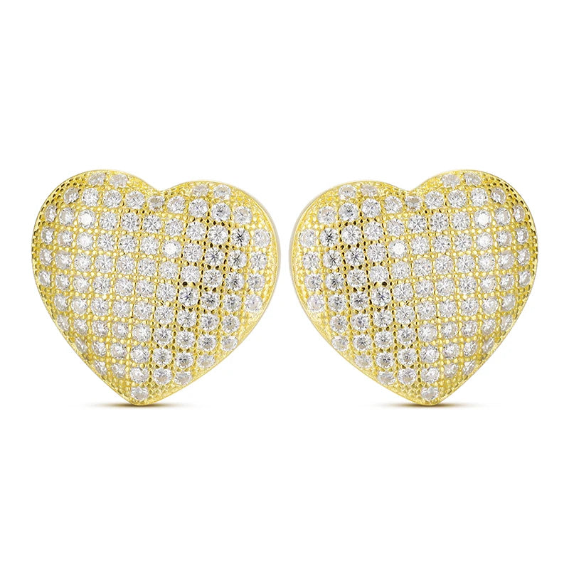 Luxury Certified Moissanite Diamond Heart Stud Earrings  925 Sterling Silver Wedding Party Ears Accessories Jewelry