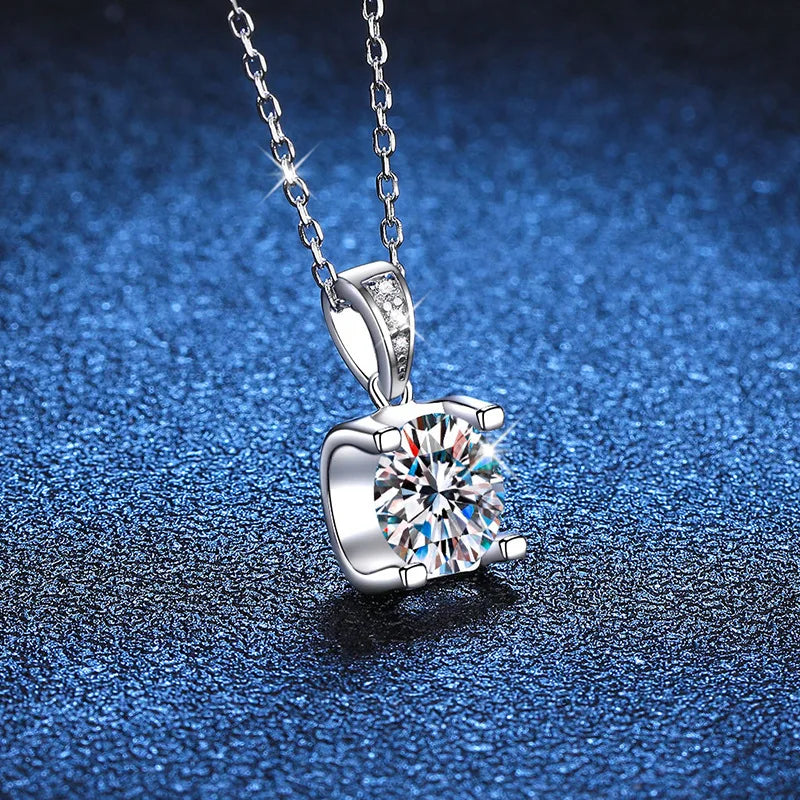 0.5-2CT D Color Moissanite Woman Pendant Sier Necklace For Women Chains Party Bridal Fine Jewelry 925sterling Silver Necklace