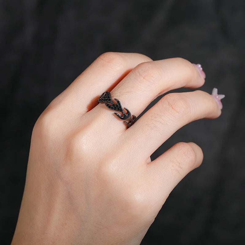 Black Vintage Black Moissanite Thorns Rings 925 Sterling Silver for Men Women Couple Fashion Party Jewelry Passed Diamond Test