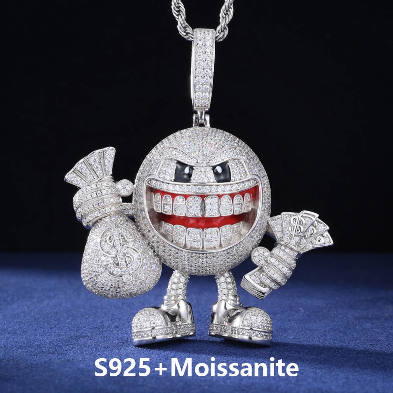 High Quality MoneyBag Pendant Necklace Moissanite Iced Out HipHop Bling Jewelry For Men/Women 925 Sterling Silver Trendy Pendant