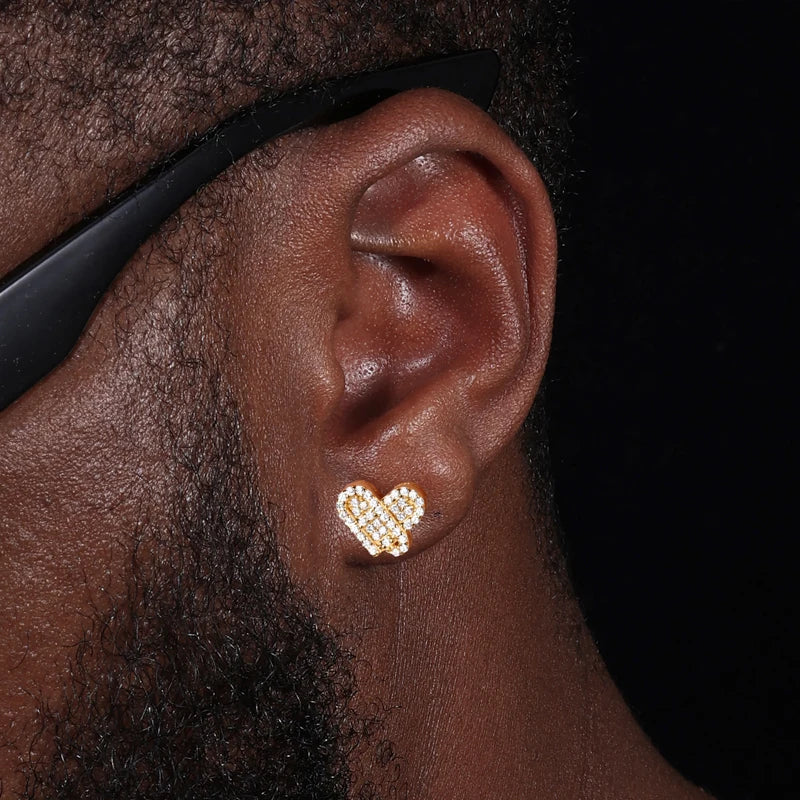 Original Design Full D VVS Moissanite Heart Stud Earrings for Women Men 925 Sterling Silver Exquisite Daily Wedding Jewelry Gift