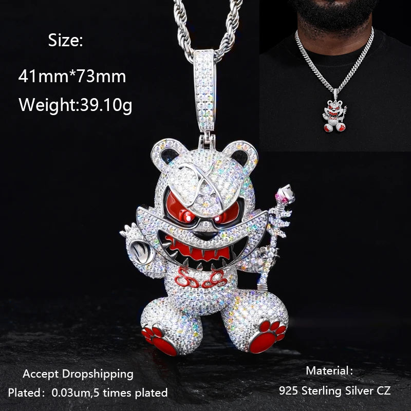 Men S925 Trust No one Pendant Necklace Iced Out Moissanite Gold Silver Color Charm Hip Hop, Fine Jewelry, Gift, Party.