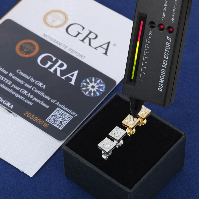 Luxury Moissanite Geometric Stud Earrings for Man Woman 100% Real 925 Sterling Silver Square Earrings Daily  Accessories Jewelry