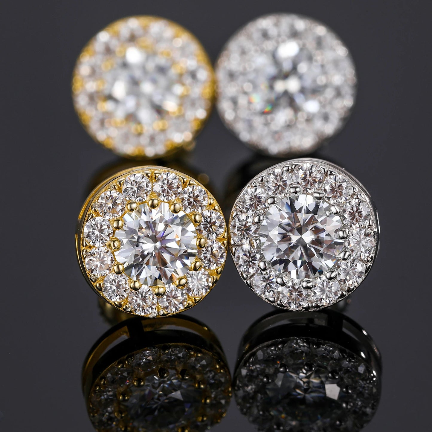 New 925 Sterling Silver D VVS1 Moissanite Stud Earrings For Women Round Earrings Engagement Wedding Daily Work Party Luxurious Gift