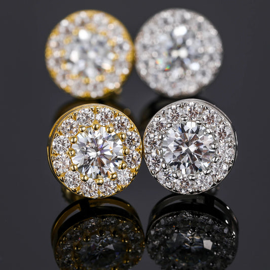 New 925 Sterling Silver D VVS1 Moissanite Stud Earrings For Women Round Earrings Engagement Wedding Daily Work Party Luxurious Gift